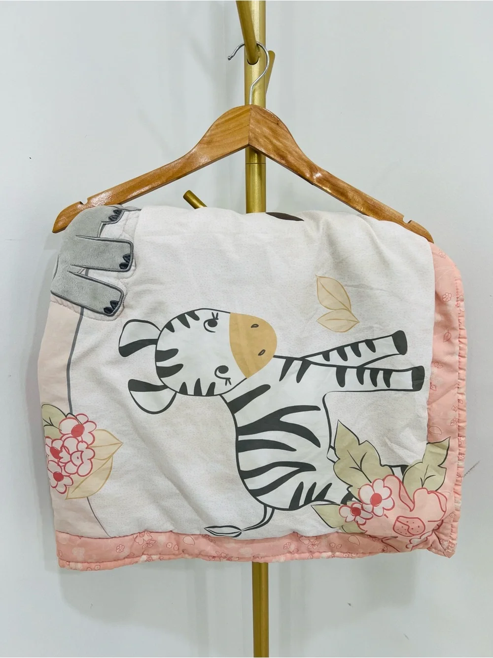Baby Zebra Print Quilted Throw - Unbranded Pink & White